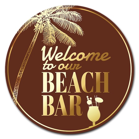 Beach Bar Circle Corrugated Plastic Sign